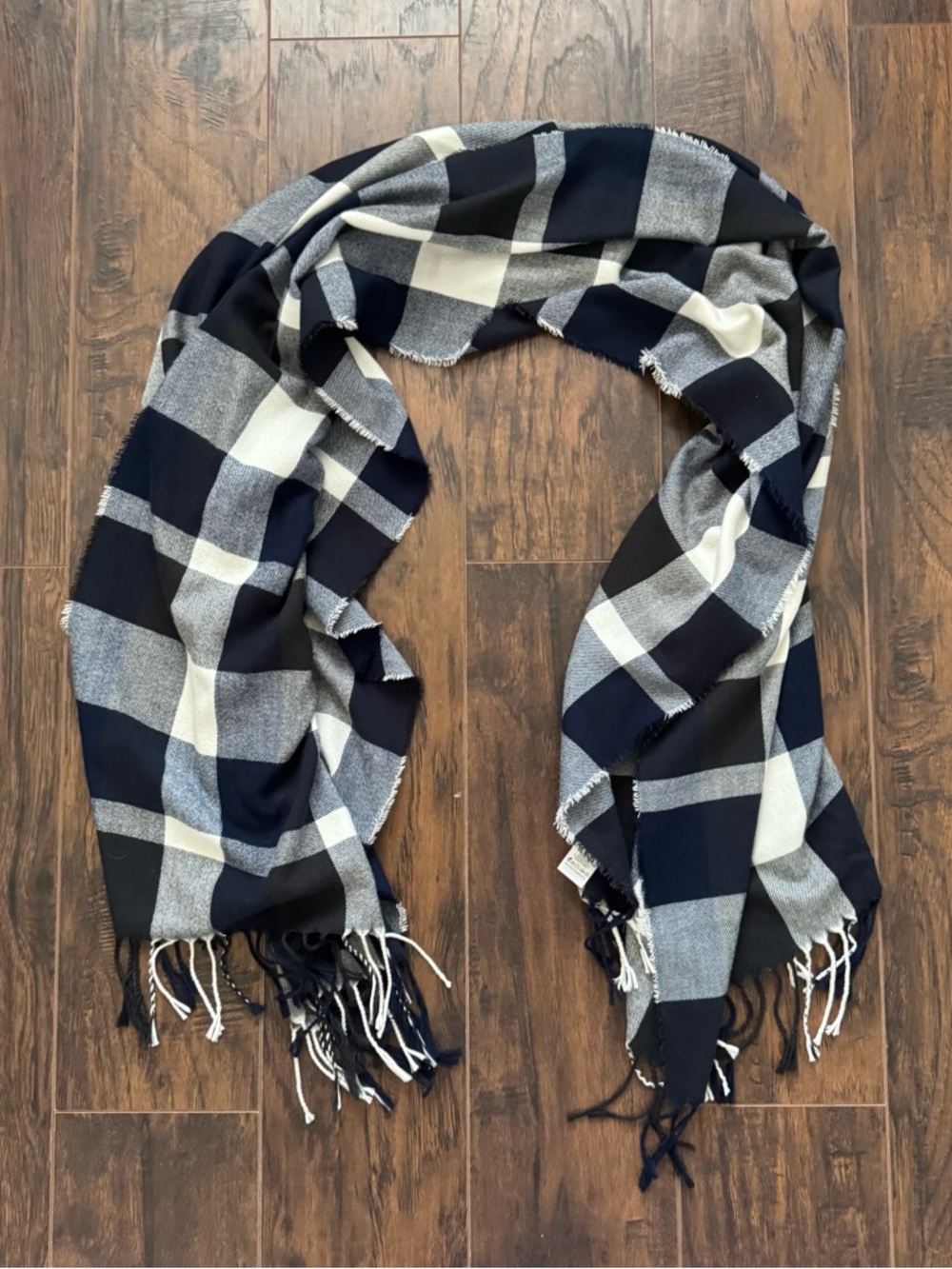 Plush Apparel Blue and White Plaid Blanket Scarf Wrap